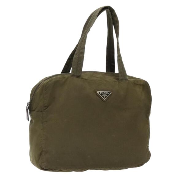 PRADA Tote Bag Nylon Khaki Silver - Picture 1 of 12
